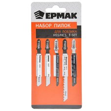 Пилки для эл.лобзика набор (Дерево, металл, пластик) ( HSS/HCS) 5шт (T-SET) ЕРМАК